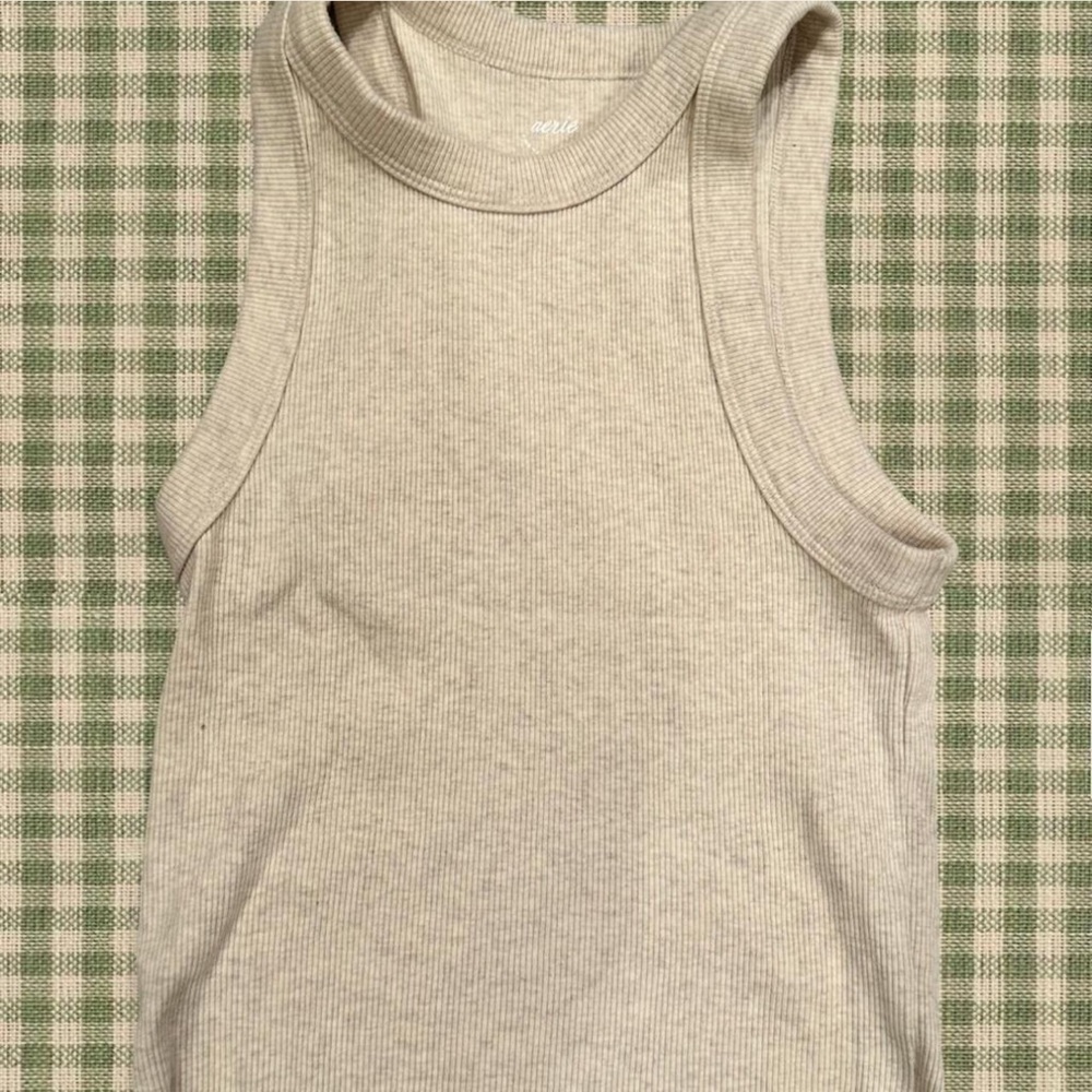 Aerie Beige Ribbed Tank Top